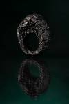 Title: Lucifer LongLife | Media: Ring | Material: Shellac, Graphite Powder, Black Pepper | Dimensions:  35 x 42 x 22 mm | Year: 2021 | Photo credit: Hendrik Zeitler